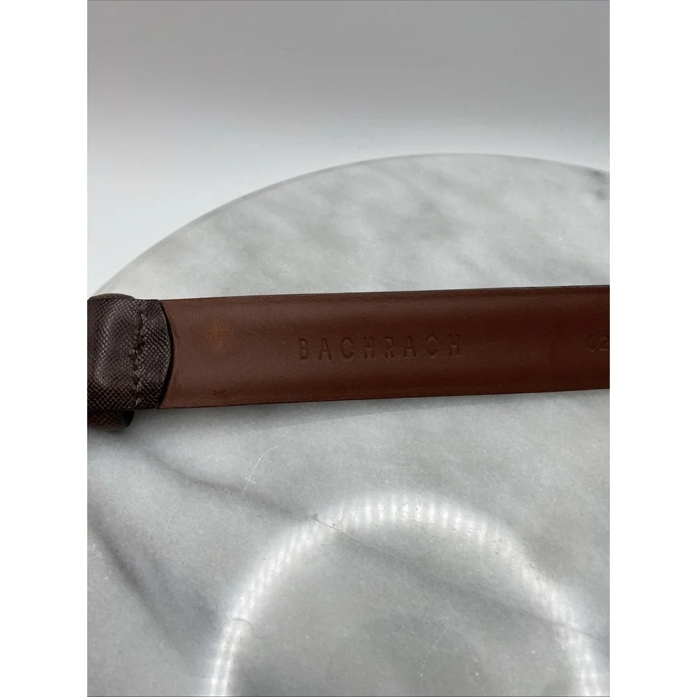 Bachrach‎ Italian Leather Dark Brown Belt - Solid Buckle - Men's 42